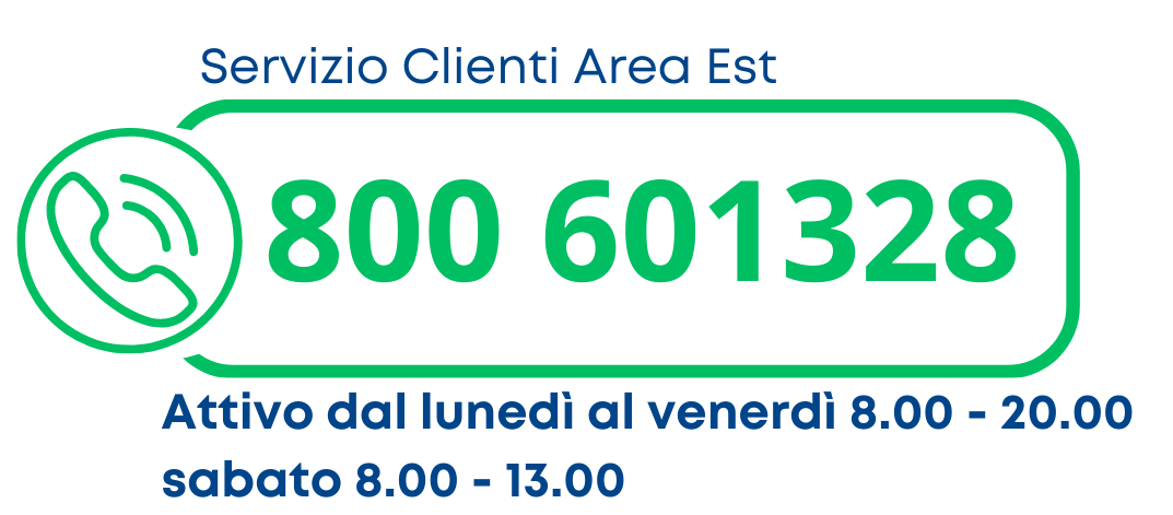 Servizio clienti area est: numero verde 800 6 0 1 3 2 8